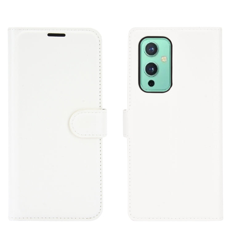 White folio flip case with card slots, phone camera cutout, and magnetic strap