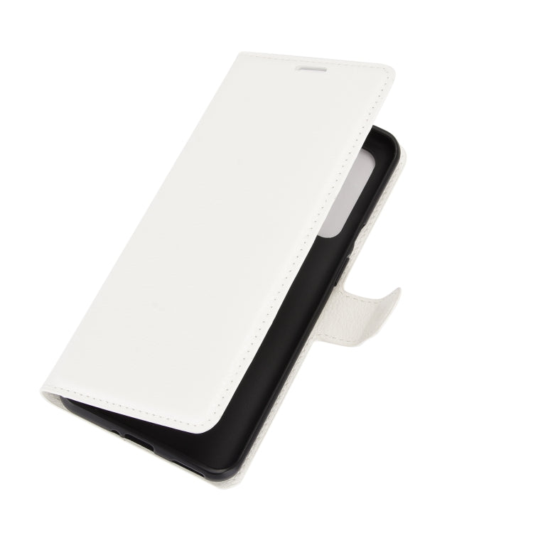 White flip wallet phone case with side hand strap and folio cover