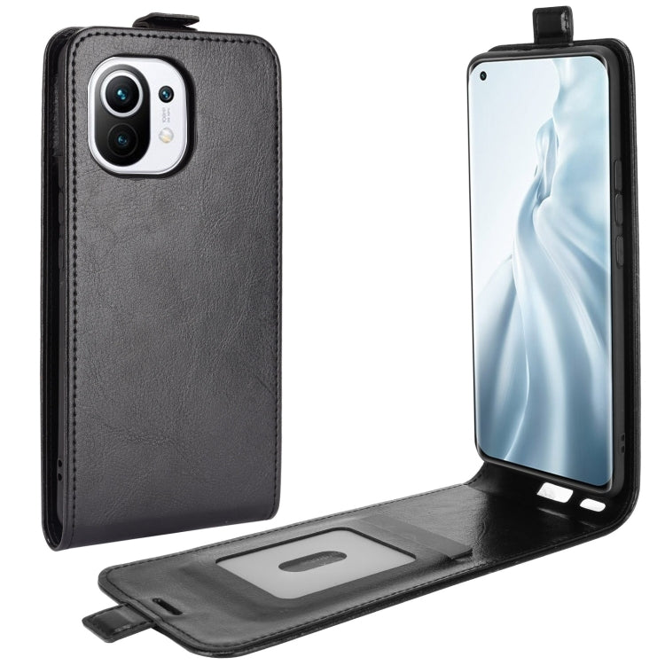 Xiaomi Mi 11 leather flip phone case, black with card slot and camera cutout