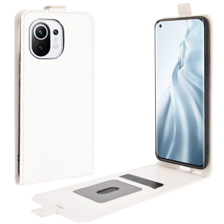 Xiaomi Mi 11 leather flip phone case, white with card slot and screen cover
