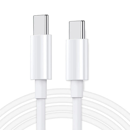 White USB-C to USB-C charging cable with two metal-tipped connectors