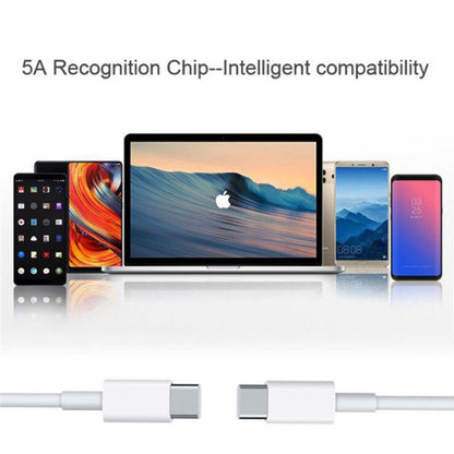 White USB-C to USB-C cable with compatibility chip indication