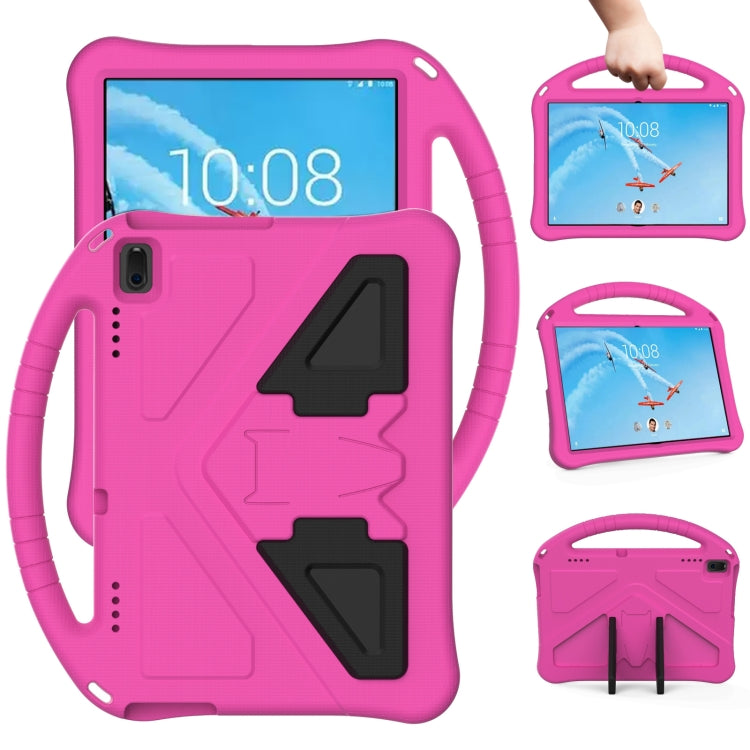 Rugged rose red tablet protective case with front handle and kickstand holder