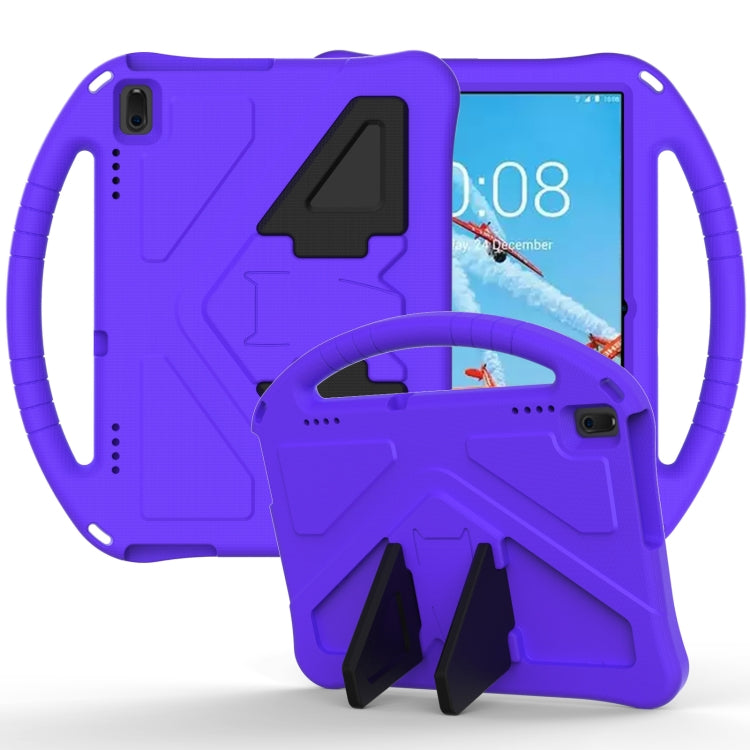 Purple EVA protective tablet case with anti-fall kickstand and carrying handle support