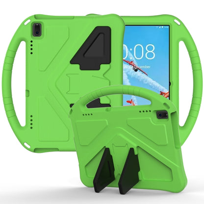 Green EVA protective tablet case with anti-fall kickstand and carrying handle support