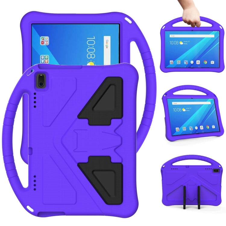 Purple EVA protective tablet case with anti-fall kickstand and carrying handle support