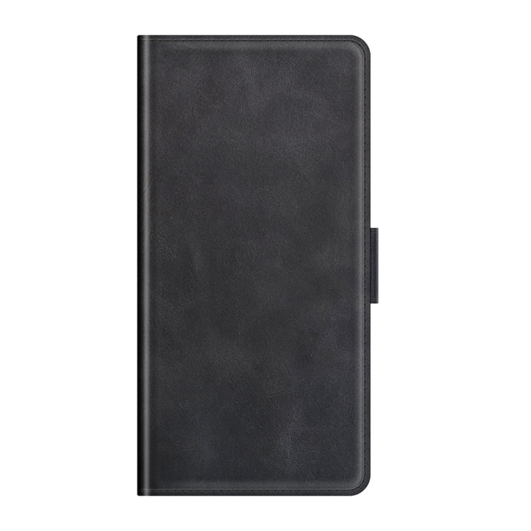 Black vertical flip leather phone case with magnetic clasp and side cutouts