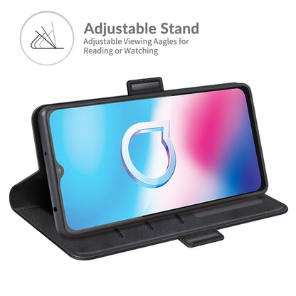Black horizontal flip phone case with adjustable stand and magnetic closure