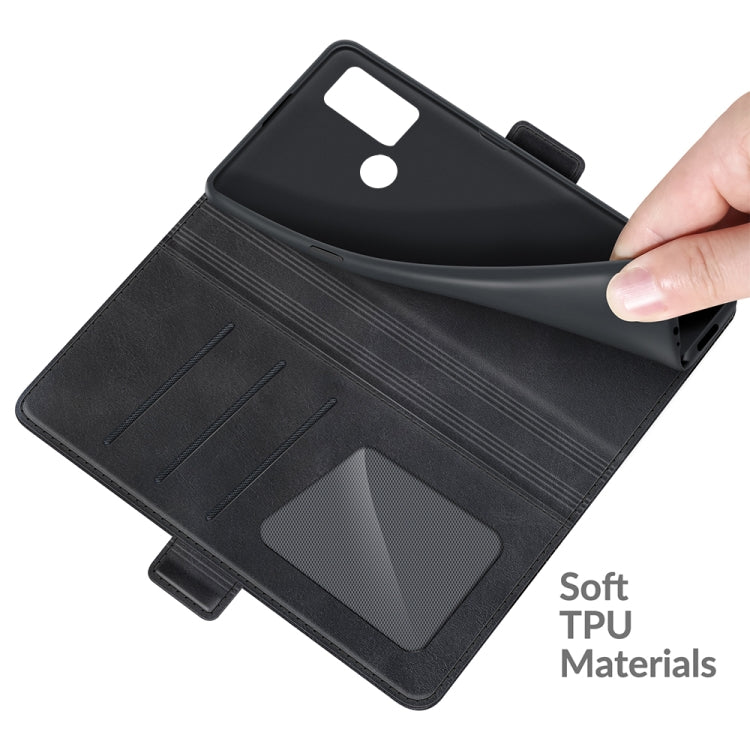 Black flip phone case interior with soft TPU liner and card/ID slots