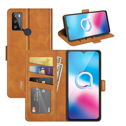 Brown horizontal flip leather phone case with magnetic buckle, card slots, wallet pocket