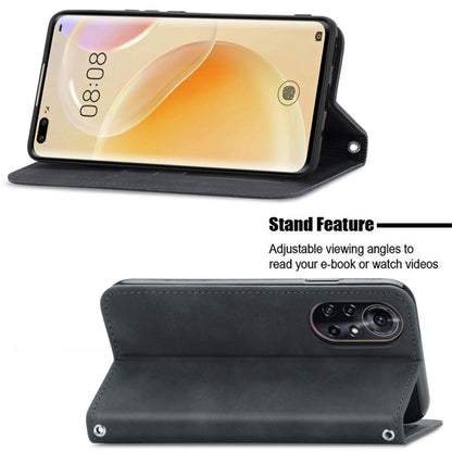 Black leather flip phone case with kickstand and camera opening