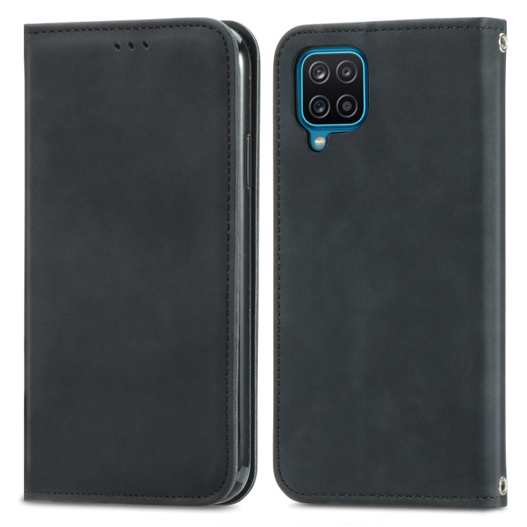 Black magnetic flip leather phone case with camera cutout and stitched edge panel