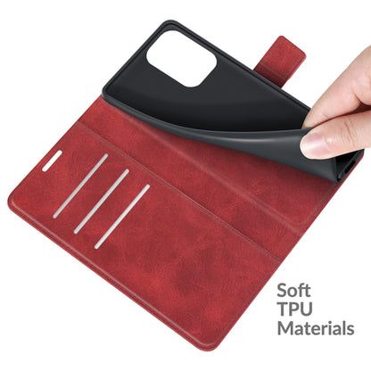 Red flip leather wallet phone case with soft TPU inner and card slot section