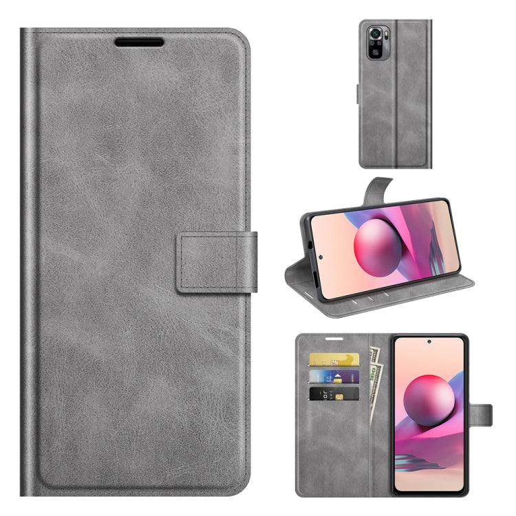 Grey flip leather phone case with buckle strap and card slot holder inside
