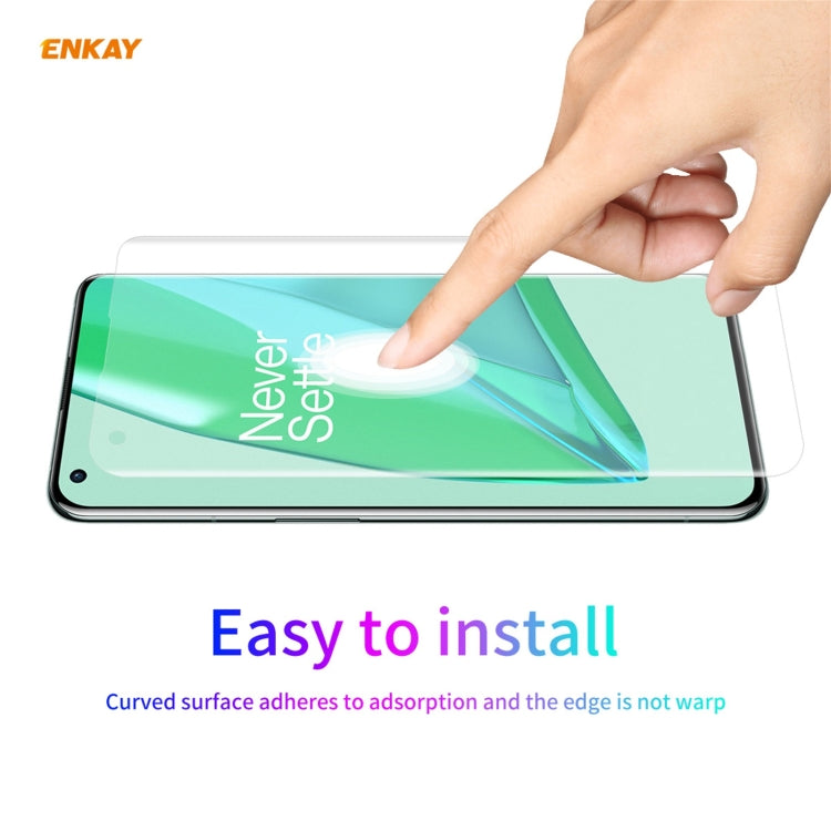 ENKAY curved PET screen protector for OnePlus 9 Pro, hand pressing clear film
