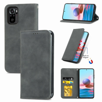 Retro Skin Feel Business Magnetic Horizontal Flip Leather Case with Holder & Card Slots & Wallet & Photo Frame, For Samsung Galaxy A02, For Xiaomi Redmi Note 10 4G, For Xiaomi Redmi Note 9 4G, For OPPO Reno5 Pro 5G
