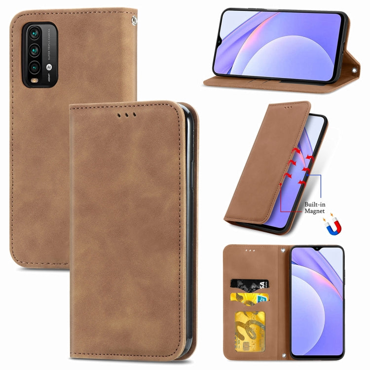 Retro Skin Feel Business Magnetic Horizontal Flip Leather Case with Holder & Card Slots & Wallet & Photo Frame, For Samsung Galaxy A02, For Xiaomi Redmi Note 10 4G, For Xiaomi Redmi Note 9 4G, For OPPO Reno5 Pro 5G