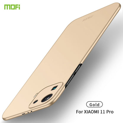 MOFI frosted PC hard phone case, gold, for Xiaomi 11 Pro, with camera cutouts