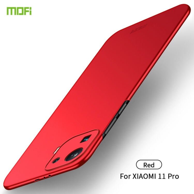 MOFI frosted PC hard phone case, red, for Xiaomi 11 Pro, with camera cutouts