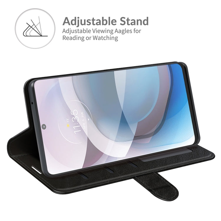Black textured flip phone case with adjustable viewing stand for Motorola One 5G Ace