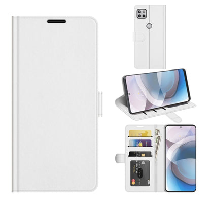 White textured flip phone case with card slots and stand holder for Motorola One 5G Ace