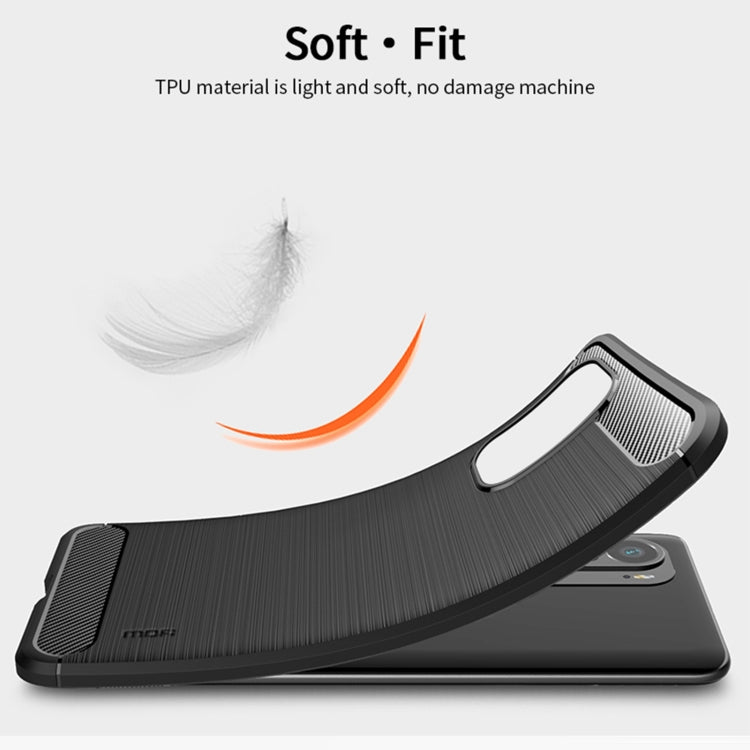 Black MOFI soft TPU phone case with textured back and raised flexible edge protection