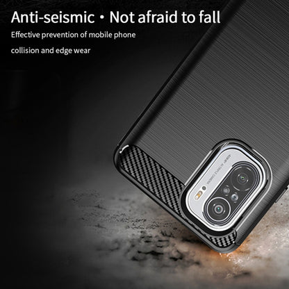 Black MOFI carbon-fiber TPU phone case with dual camera cutout and reinforced corners
