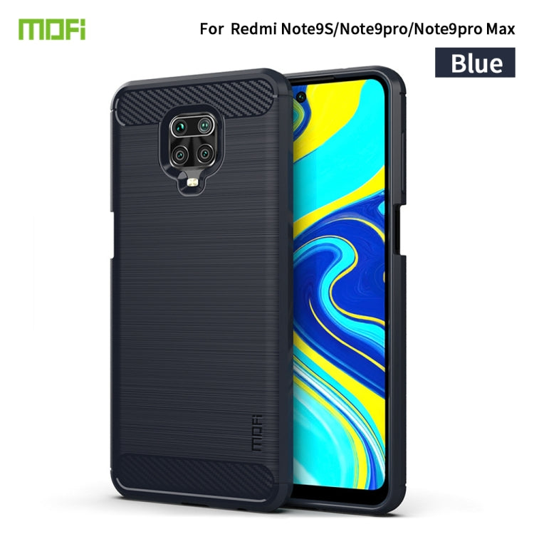 MOFI brushed carbon-fiber texture TPU phone case, blue, dual camera cutouts