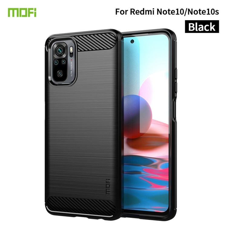 Black MOFI TPU phone case with carbon-fiber texture and raised camera bezel