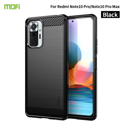 Black MOFI TPU phone case with carbon-fiber textured back and dual camera cutout