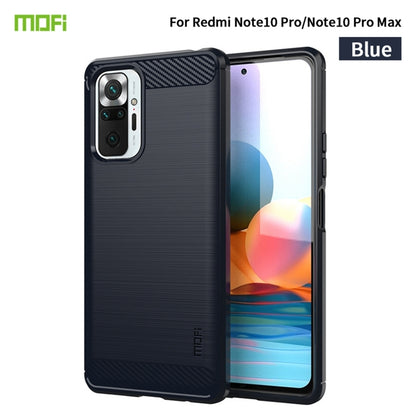 MOFI brushed carbon-fiber texture TPU phone case, blue, protective side buttons