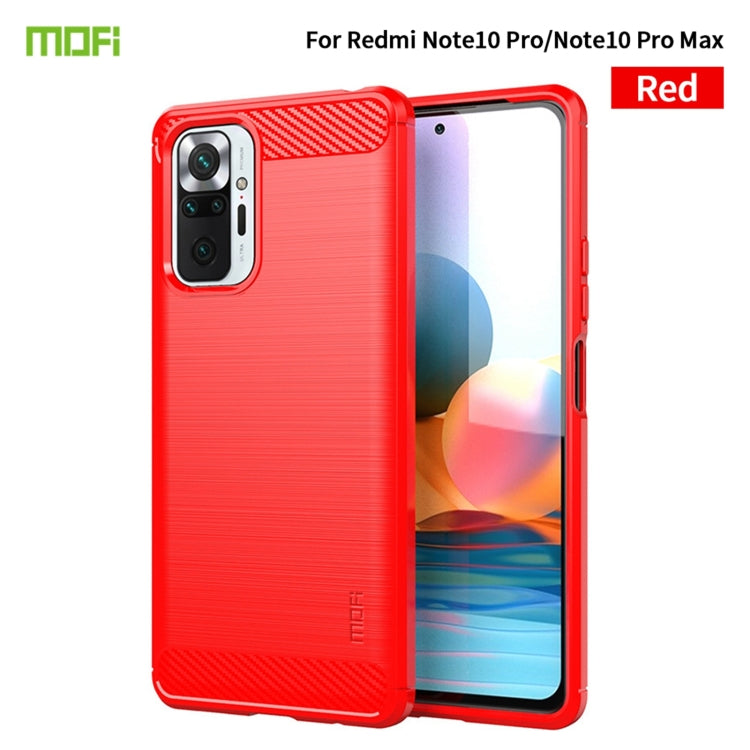 MOFI brushed carbon-fiber texture TPU phone case, red, button covers and camera slots