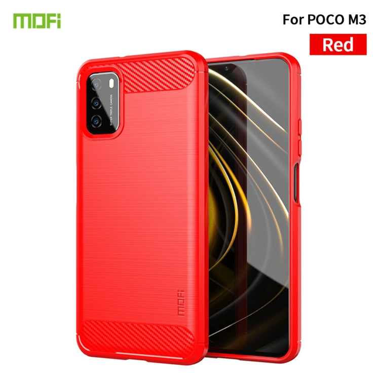 Red soft TPU phone case with brushed carbon-fiber texture and camera cutout