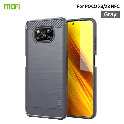 Gray soft TPU phone case with brushed carbon-fiber texture and camera cutout