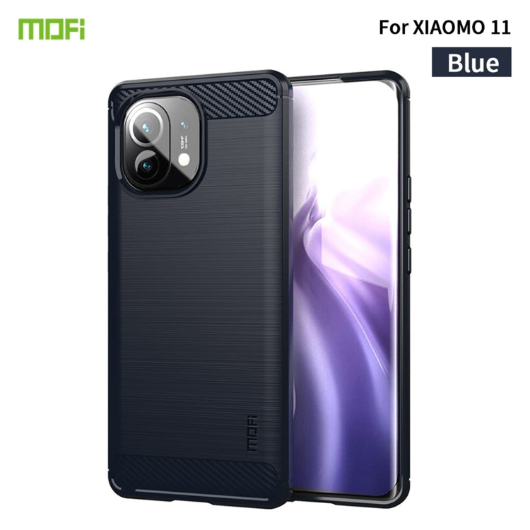 Blue brushed carbon-fiber look TPU phone case with camera cutouts and raised edges