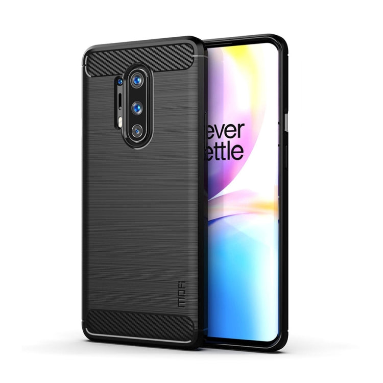 Black TPU phone case with brushed carbon-fiber texture for OnePlus 8 Pro
