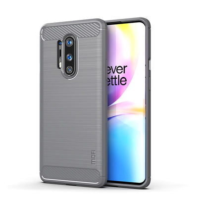 Grey TPU phone case with brushed texture and camera lens openings for OnePlus 8 Pro