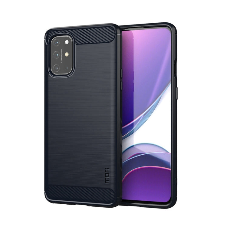 Carbon-fiber textured TPU phone case with matte back and camera cutout, dark black.