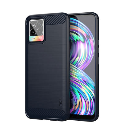Dark blue phone case with carbon-fiber texture and raised camera bezel