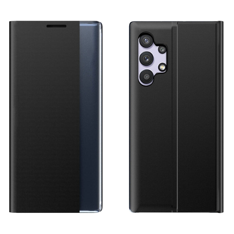 Black textured flip leather phone case with card-slot flap and triple camera cutout, dual view