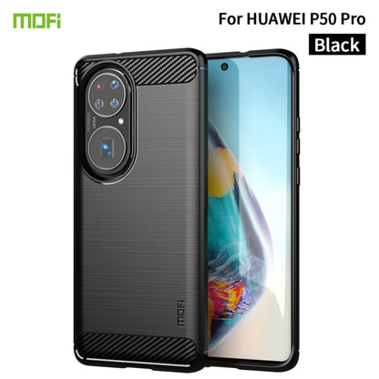 MOFI soft TPU phone case with carbon-fiber texture, black; for Huawei P50 Pro
