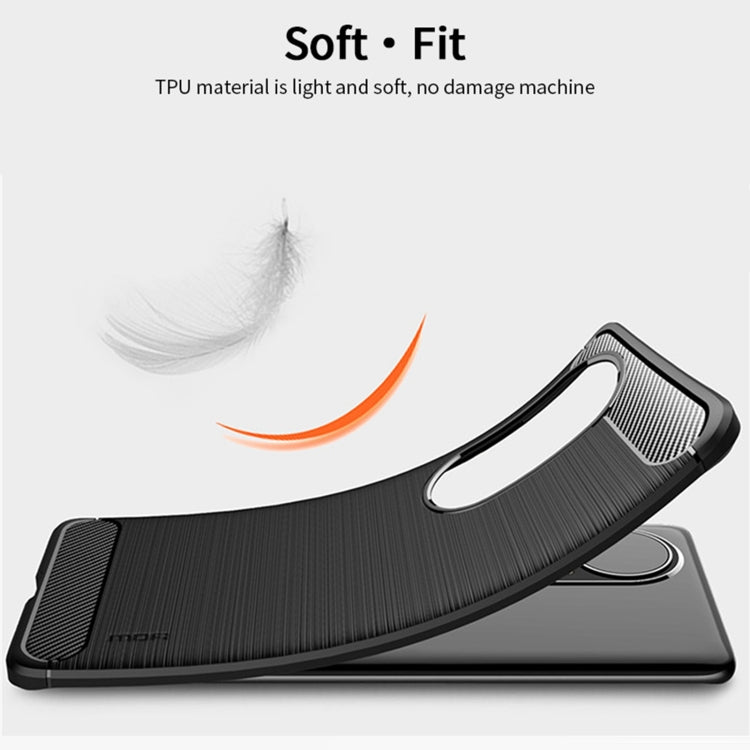 MOFI soft TPU phone case with carbon-fiber textured grip; black