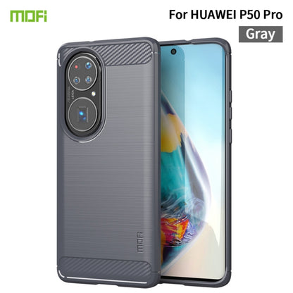 Brushed texture TPU phone case with carbon fiber look, gray, for Huawei P50 Pro