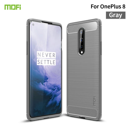 Brushed texture TPU phone case with carbon fiber look, gray, for OnePlus 8