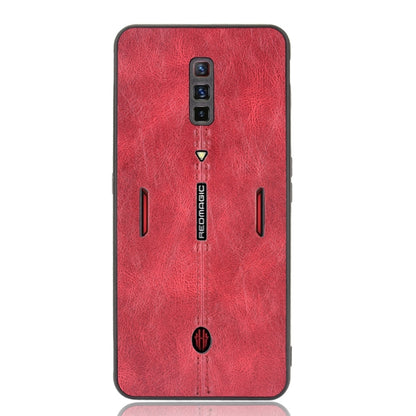 Shockproof phone case with red textured finish, camera cutout and speaker openings on back