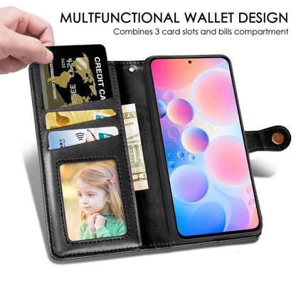 Solid Color Leather Buckle Phone Case with Lanyard & Photo Frame & Card Slot & Wallet & Stand Function, For Xiaomi Redmi K40, For Xiaomi Redmi Note 10 5G, For Samsung Galaxy S21 FE
