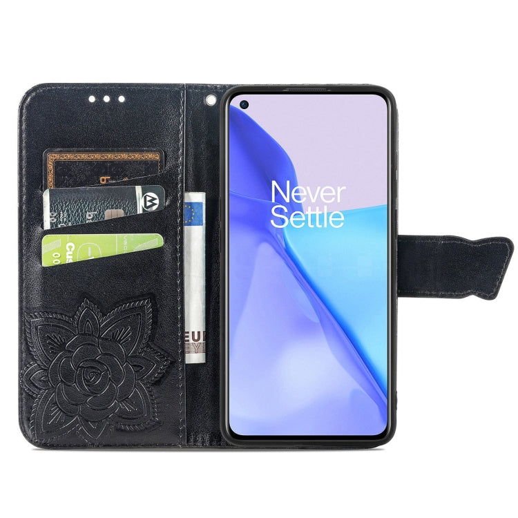 Butterfly Love Flowers Embossed Horizontal Flip Leather Case with Holder & Card Slots & Wallet & Lanyard, For OnePlus 9