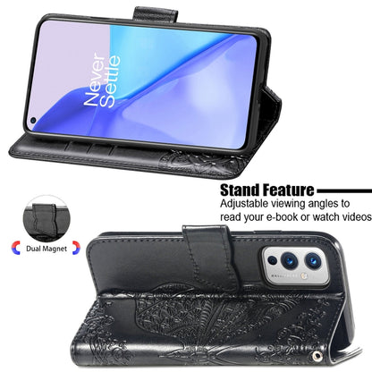 Butterfly Love Flowers Embossed Horizontal Flip Leather Case with Holder & Card Slots & Wallet & Lanyard, For OnePlus 9