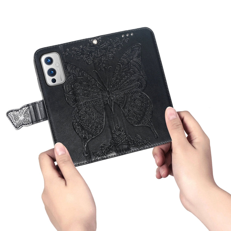 Butterfly Love Flowers Embossed Horizontal Flip Leather Case with Holder & Card Slots & Wallet & Lanyard, For OnePlus 9