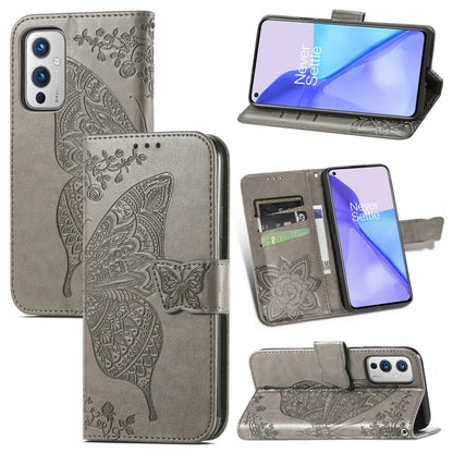 Butterfly Love Flowers Embossed Horizontal Flip Leather Case with Holder & Card Slots & Wallet & Lanyard, For OnePlus 9